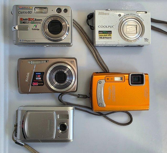 Nikon Olympus Pentax Kodak Optio 60, Coolpix S6200, Olympus, Audio, Tv en Foto, Fotocamera's Digitaal