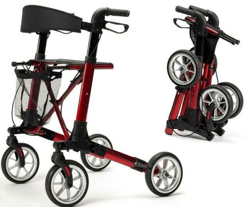 Opvouwbare Rollator Vermeiren Quadri Light Red (Nieuw), Diversen, Rollators, Nieuw, Lichtgewicht, Opvouwbaar, Ophalen of Verzenden