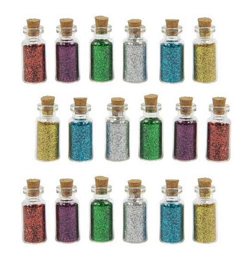 Set van 18 mini flesjes met decoglitters (type 1), Doe-het-zelf en Bouw, Gereedschap | Overige machines, Nieuw, Verzenden