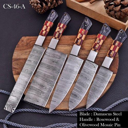 Keukenmes - Chefs knife - Handgemaakt gevouwen staal,, Antiek en Kunst, Antiek | Keukengerei