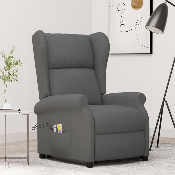 vidaXL Sta-op-massagestoel stof donkergrijs, Huis en Inrichting, Stoelen, Nieuw, Verzenden