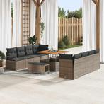 vidaXL Tuinbank Set met kussen 11 pcs Grijs Poly rattan, Verzenden, Nieuw