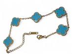 Veiling - 18kt Vergulde Alhambra Stijl Armband - Turkoois, Nieuw