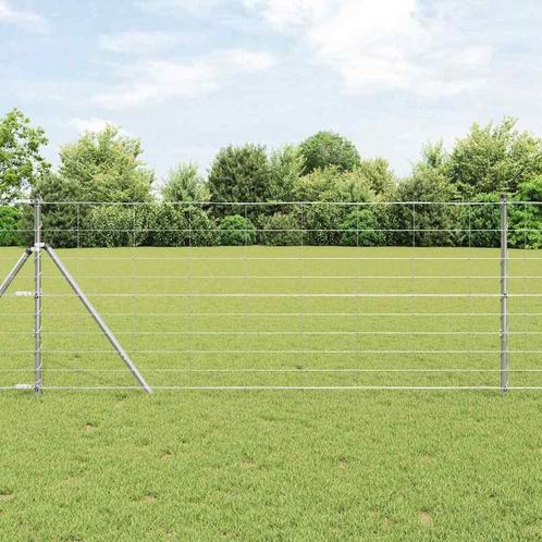 vidaXL Weidehekwerk Zilver 25 x 1 m Gegalvaniseerd staal, Tuin en Terras, Tuinhekken en Hekwerk, Nieuw, Verzenden