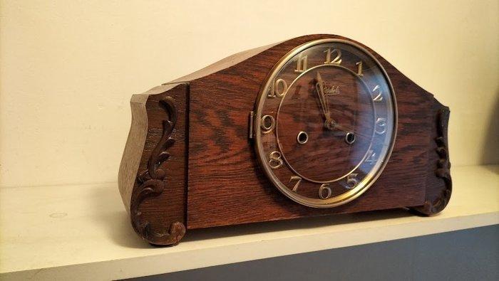 Pendule - Art Deco kastklok -Wehrle -eiken-messing -, Antiek en Kunst, Antiek | Klokken