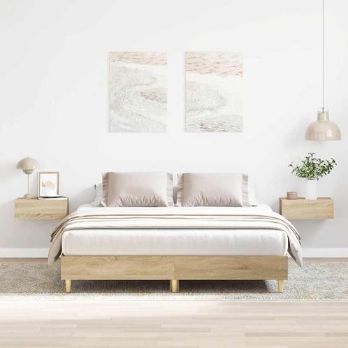 vidaXL Bedframe zonder matras 140x200cm spaanplaat Sonoma, Huis en Inrichting, Slaapkamer | Bedden, Nieuw, Verzenden