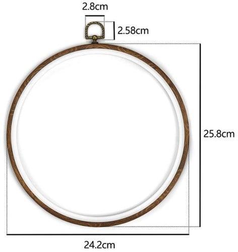 Brocante houten borduurring rond met stelschroef 26 cm per, Hobby en Vrije tijd, Knutselen, Nieuw
