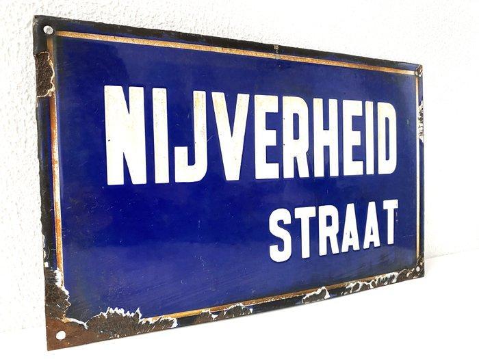 Nijverheid Straat – emaille straatnaambord - Emaille plaat -, Antiek en Kunst, Antiek | Wandborden en Tegels