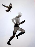 Onyis Martin (1987) - Man and crow, Antiquités & Art, Art | Peinture | Moderne