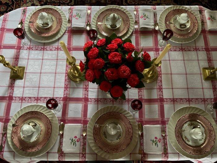 Een vroeg XXe eeuws, laat Napoleon III, damast tafellinnen, Antiek en Kunst, Antiek | Tapijten, Tafelkleden en Textiel