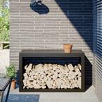 vidaXL Haardhoutrek 100x40x60 cm staal zwart, Tuin en Terras, Brandhout, Verzenden