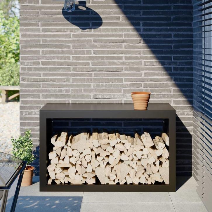 vidaXL Haardhoutrek 100x40x60 cm staal zwart, Tuin en Terras, Brandhout, Verzenden