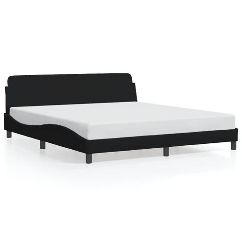 vidaXL Cadre de lit avec tête de lit Noir 180 x 200 cm, Maison & Meubles, Chambre à coucher | Lits, Neuf, Envoi