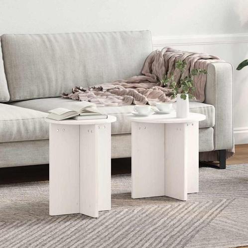 vidaXL Salontafel 2 pcs Wit 41.5 x 41.5 x 41 cm Massief, Huis en Inrichting, Tafels | Salontafels, Nieuw, Verzenden