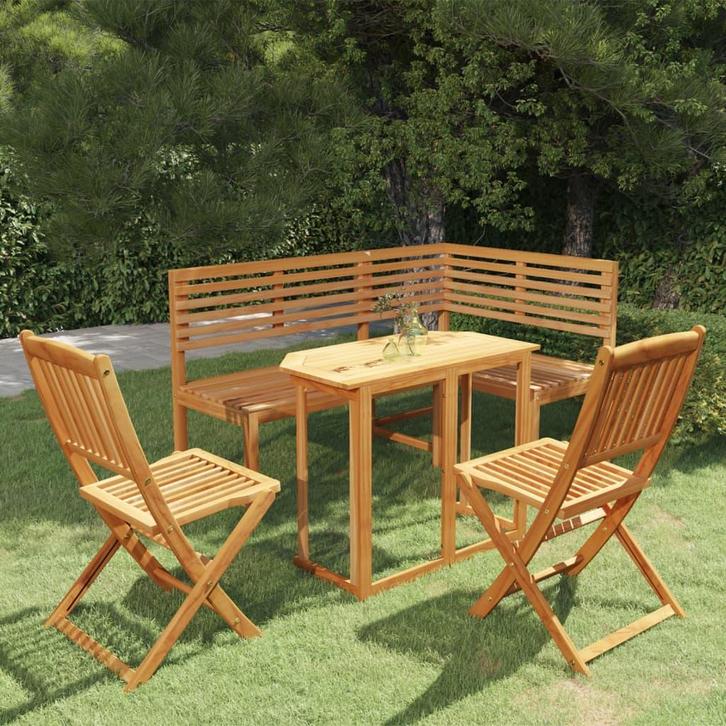 vidaXL 4-delige Bistroset massief acaciahout, Tuin en Terras, Tuinsets en Loungesets, Nieuw, Verzenden