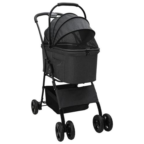 vidaXL Opvouwbare Huisdier Kinderwagen Zwart 81 x 47 x 99 cm, Dieren en Toebehoren, Overige Dieren-accessoires, Nieuw, Verzenden