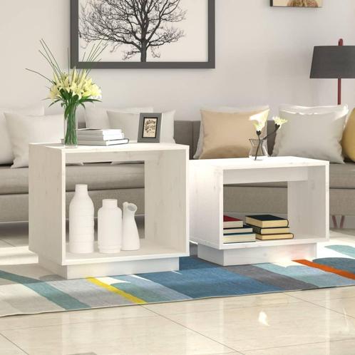 vidaXL 2-delige Salontafelset massief grenenhout wit, Huis en Inrichting, Tafels | Salontafels, Nieuw, Verzenden