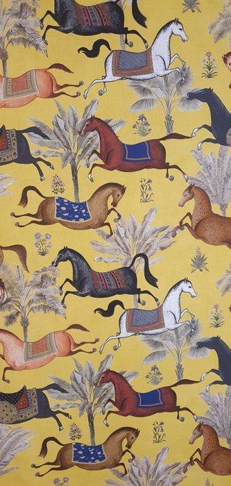 Esclusivo tessuto Orientale con cavalli in corsa -300x280cm, Antiquités & Art, Tapis & Textile
