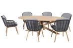 4 Seasons Outdoor Lugano dining set teak met ovale Prado, Tuin en Terras, Tuinsets en Loungesets, Nieuw