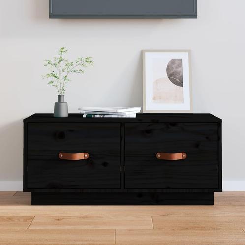 vidaXL Meuble TV Noir 80x34x35 cm Bois de pin massif, Maison & Meubles, Armoires | Mobilier de télévision, Neuf, Envoi