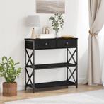 vidaXL Console Tafel Zwart Eiken 75x28x75 cm Gemengd Hout en, Huis en Inrichting, Tafels | Bijzettafels, Verzenden, Nieuw