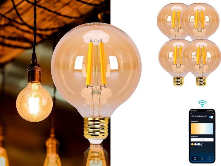 E27 LED lamp - Dimbaar - Filament lamp - 6W - 4 stuks - Aigo, Huis en Inrichting, Lampen | Overige, Verzenden