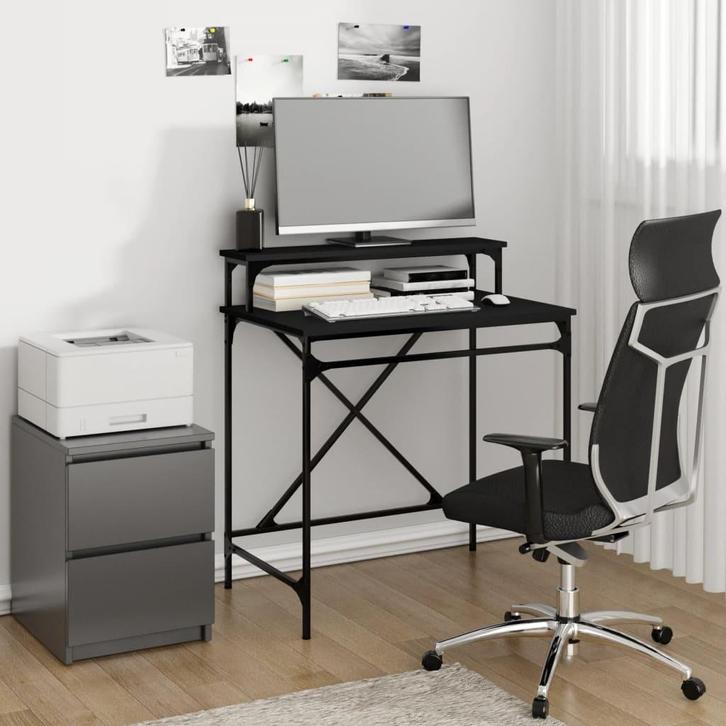 vidaXL Bureau 80x50x90 cm bewerkt hout en ijzer zwart, Huis en Inrichting, Bureaus, Nieuw, Verzenden