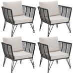 tectake Loungestoelen set Sundo in touwdesign - Set van 4, Tuin en Terras, Verzenden, Nieuw