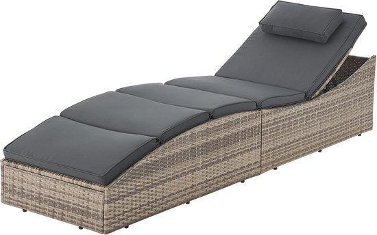 2dekans | Juskys Ligbed / Zonnebed Lamia - Lichtgrijs -, Tuin en Terras, Tuinsets en Loungesets, Ophalen of Verzenden