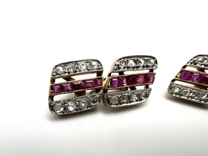 Manchetknopen - 18 karaat Roségoud Diamant (Natuurlijk) -, Handtassen en Accessoires, Antieke sieraden