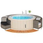vidaXL Hottub-ombouw poly rattan massief acaciahout grijs, Tuin en Terras, Zwembaden, Verzenden, Nieuw