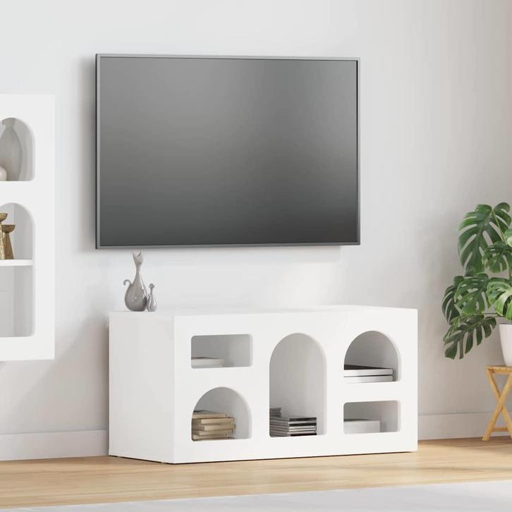 vidaXL TV Kast Wit 80 x 35 x 40 cm Bewerkt hout, Huis en Inrichting, Kasten |Televisiemeubels, Nieuw, Verzenden