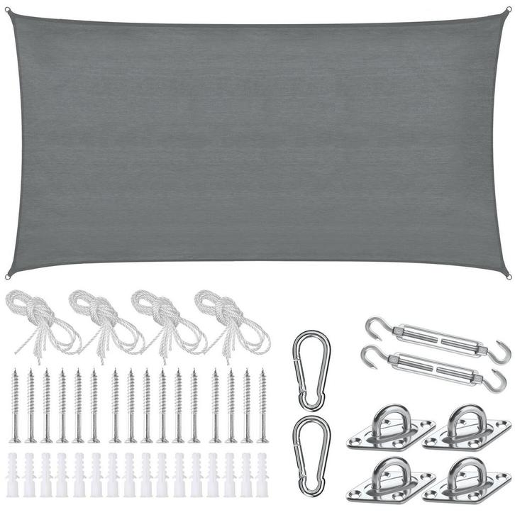 tectake Schaduwdoek Sunny, weerbestendig HDPE-materiaal met, Tuin en Terras, Zonneschermen, Verzenden