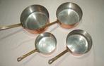 Een fraaie set van 4 Franse koperen pannen - Pan - Koper,