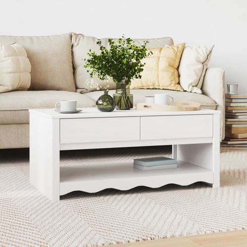 vidaXL Koffietafel DRAMMEN Wit 99x55x45 cm Massief, Huis en Inrichting, Tafels | Salontafels, Nieuw, Verzenden