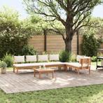 vidaXL 5-delige tuinset met kussens - massief teak hout, Tuin en Terras, Verzenden, Nieuw, Tuinset