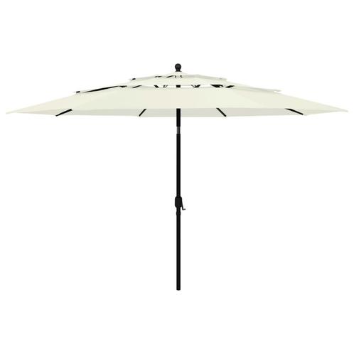 vidaXL Parasol 3-laags met aluminium paal 3,5 m zandkleurig, Tuin en Terras, Parasols, Nieuw, Verzenden