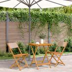 vidaXL 3-delige Bistroset stof en massief hout taupe, Tuin en Terras, Tuinsets en Loungesets, Verzenden, Nieuw
