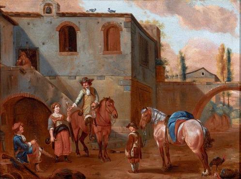 Pieter van Bloemen (1657-1720) - Jagers rusten bij Herberg -, Antiek en Kunst, Kunst | Schilderijen | Klassiek