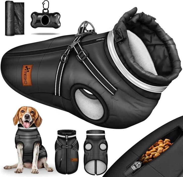Hondenjas - Hondentrui - Winter - L - Zwart - TRESKO®, Animaux & Accessoires, Vêtements pour chiens, Envoi