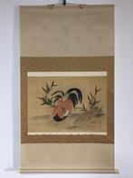 Rooster and hen / Japanese Vintage Hanging Scroll KAKEJIKU /