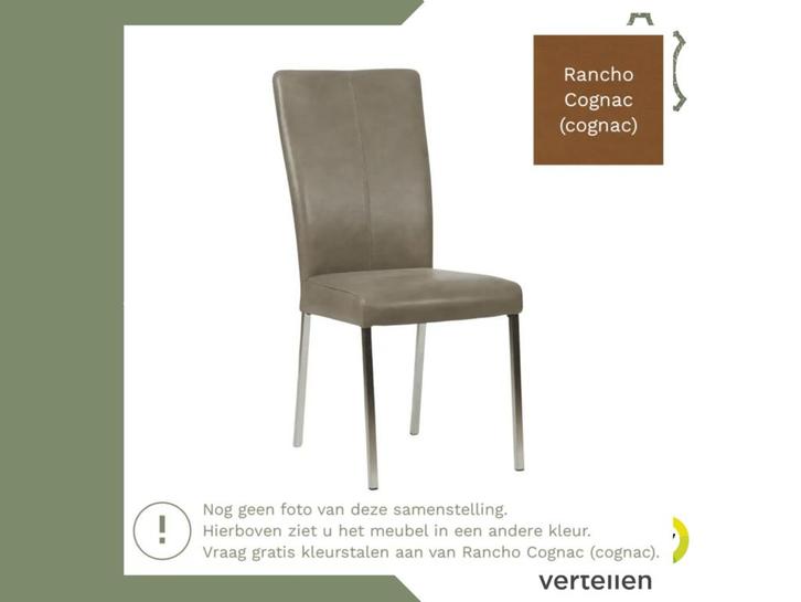 Leren eetkamerstoel Daily - Rancho Cognac (cognac) - Poten, Huis en Inrichting, Stoelen, Bruin, Eén, Nieuw, Leer, Ophalen of Verzenden