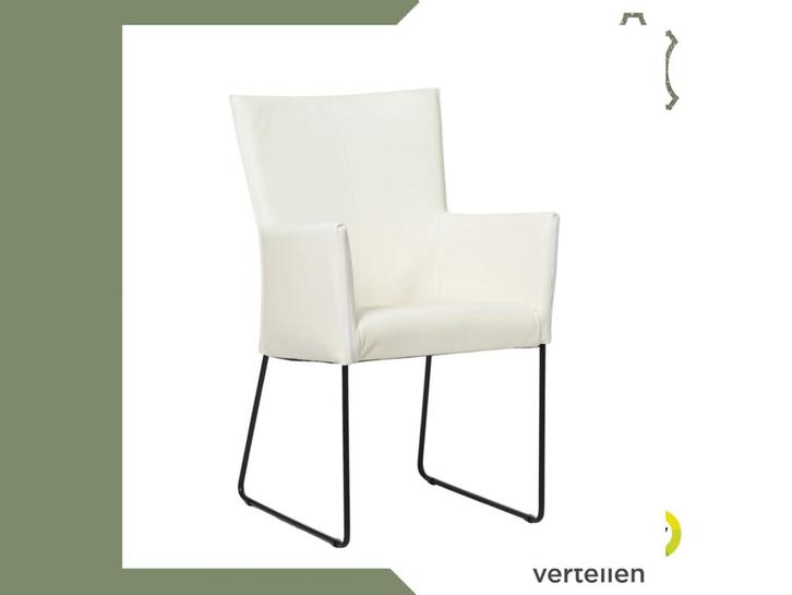 Leren eetkamerstoel Mate met armleuning - Toledo Bianco, Huis en Inrichting, Stoelen, Wit, Eén, Nieuw, Leer, Ophalen of Verzenden