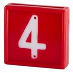 Nummerblok, 1-cijf., rood met witte nummers (cijfer 4) -