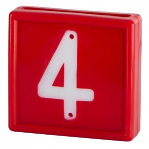 Nummerblok, 1-cijf., rood met witte nummers (cijfer 4) -, Dieren en Toebehoren, Stalling en Weidegang