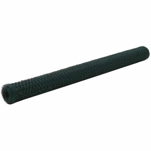 vidaXL Kippengaas 25x1,5 m staal met PVC coating groen, Tuin en Terras, Tuinhekken en Hekwerk, Nieuw, Verzenden