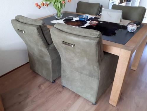 Set van 4 leren eetkamerfauteuils - met armleuning en, Huis en Inrichting, Stoelen, Overige kleuren, Nieuw, Leer, Ophalen of Verzenden