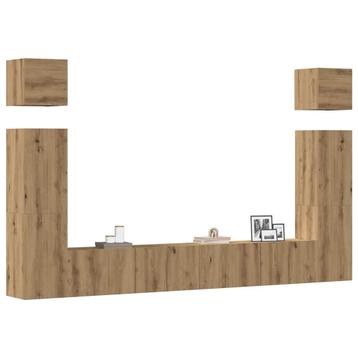 vidaXL 6-delig Tv-meubelset wandmontage bewerkt hout, Verzenden