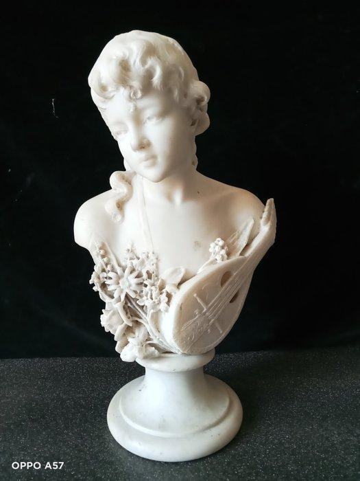 Buste, giovane donna - 48 cm - Marmer, Antiek en Kunst, Antiek | Keramiek en Aardewerk