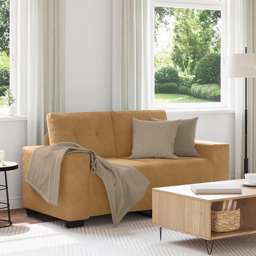 vidaXL Bruine Velours Loveseat, 120 cm, Huis en Inrichting, Zetels | Zetels, Nieuw, Verzenden